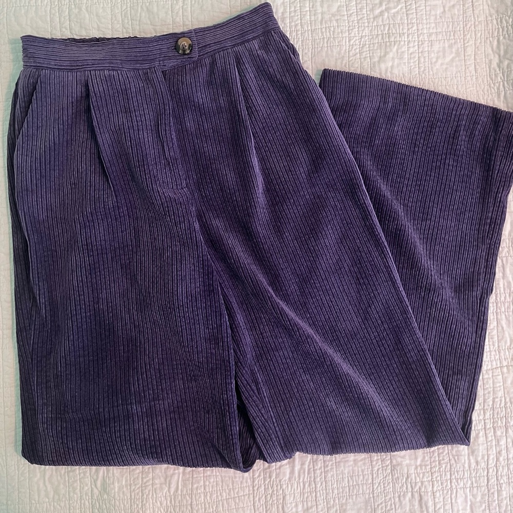 FRNCH Wide Leg Corduroy Purple Pants